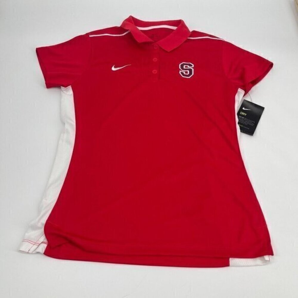 Nike Shirt Medium Womens Red Football Polo Embroidered Preppy Activewear